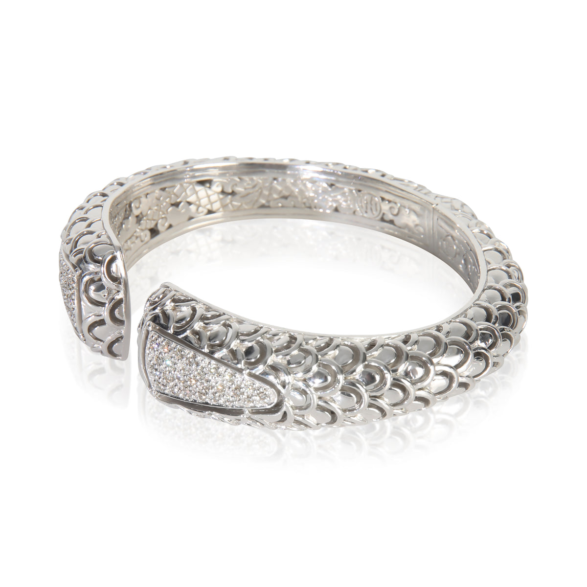 Sterling Silver Diamond Naga Cuff Bracelet