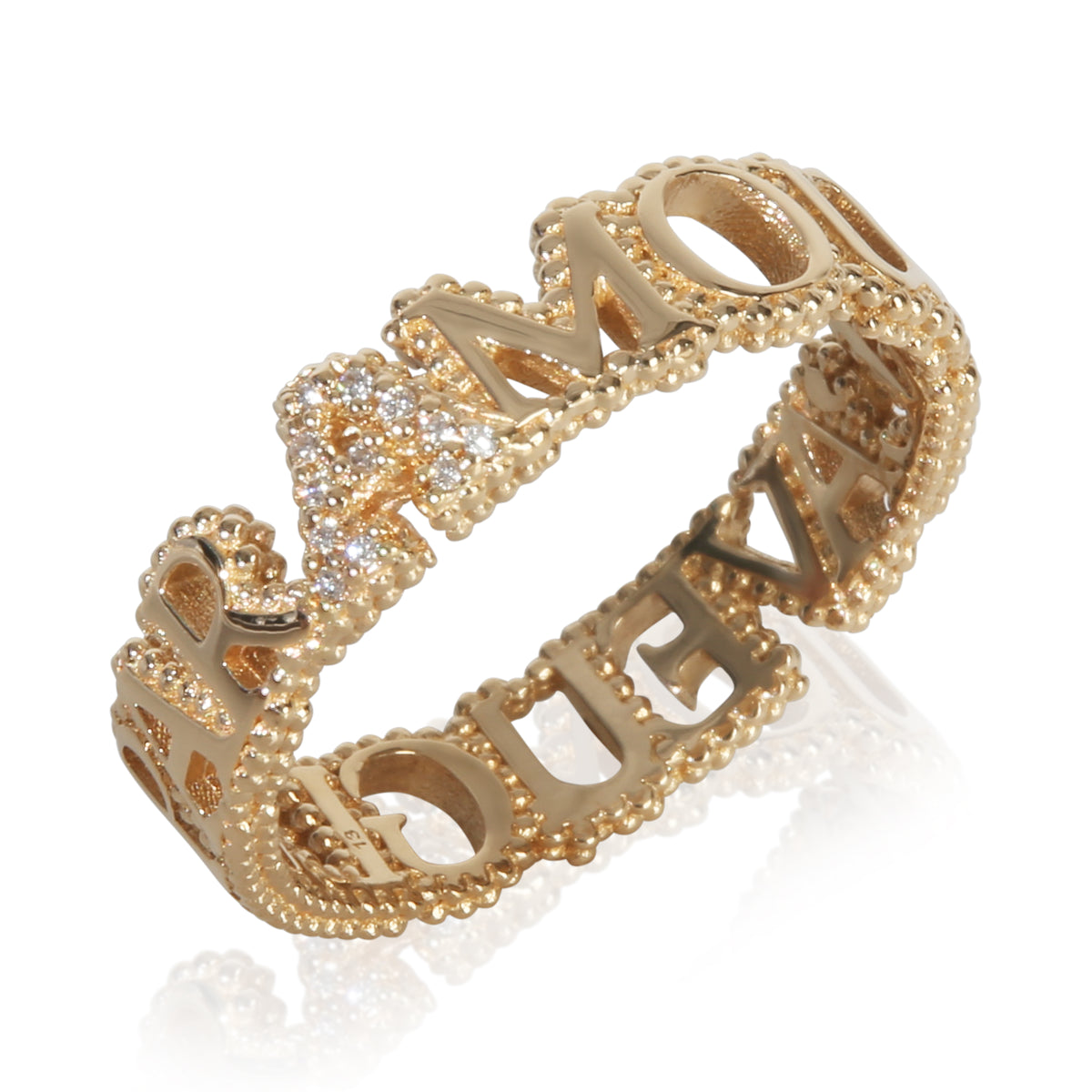Yellow Gold Diamond LAveugle Par Amour Ring