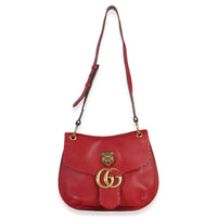 Gucci Red Cellarius Calfskin Feline GG Marmont Flap Shoulder Bag Handbag av