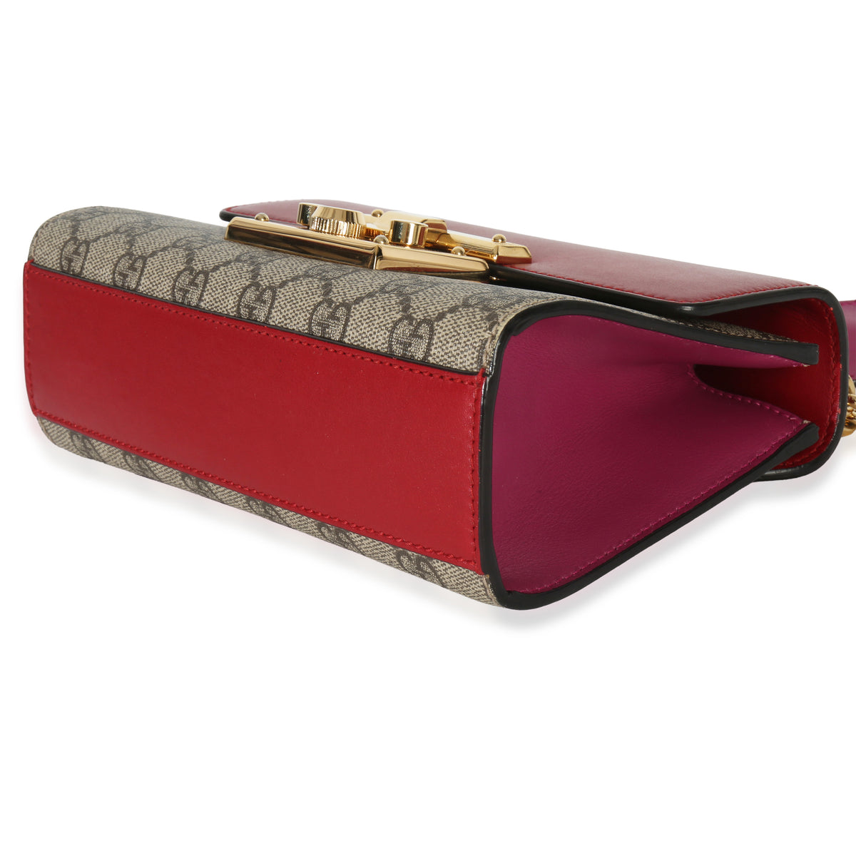 Gucci Red GG Supreme Canvas Small Padlock Shoulder Bag Handbag box