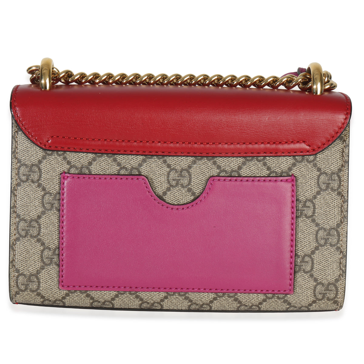 Gucci Red GG Supreme Canvas Small Padlock Shoulder Bag Handbag bv