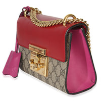 Gucci Red GG Supreme Canvas Small Padlock Shoulder Bag Handbag pv