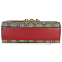 Gucci Red GG Supreme Canvas Small Padlock Shoulder Bag Handbag stamp