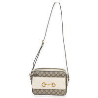 Gucci White GG Supreme Canvas Small 1955 Horsebit Shoulder Bag Handbag av