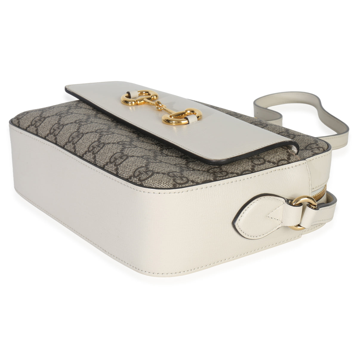 Gucci White GG Supreme Canvas Small 1955 Horsebit Shoulder Bag Handbag box