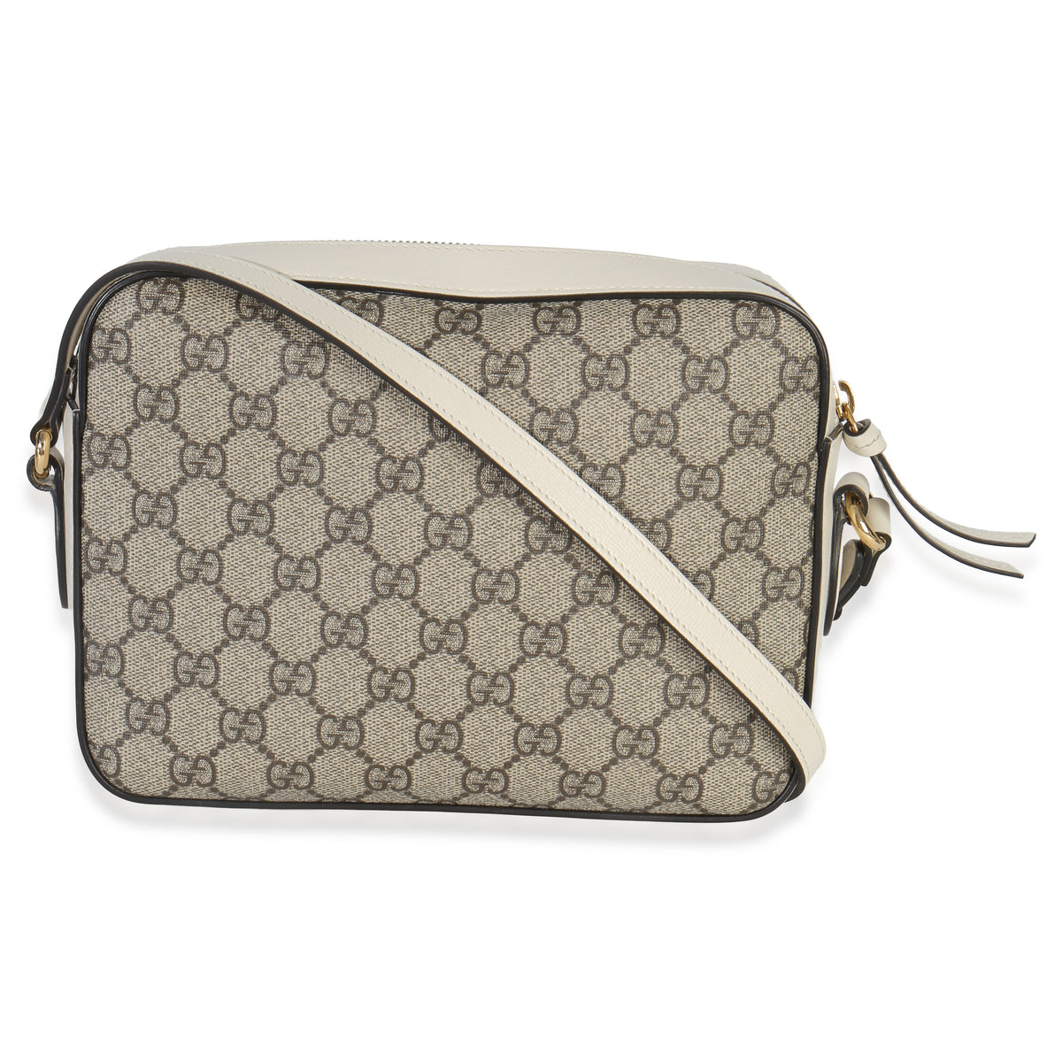 Gucci White GG Supreme Canvas Small 1955 Horsebit Shoulder Bag Handbag bv
