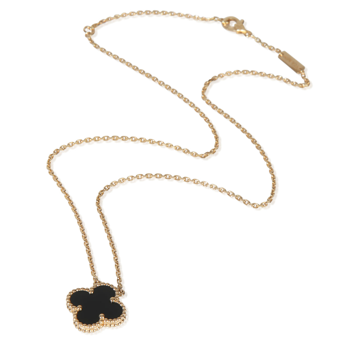 Yellow Gold Onyx Vintage Alhambra Pendant