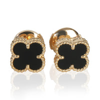 Yellow Gold Onyx Sweet Alhambra Earrings
