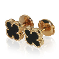 Yellow Gold Onyx Sweet Alhambra Earrings