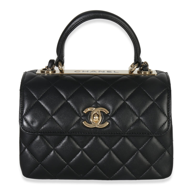 Black Quilted Lambskin Mini Trendy CC Top Handle