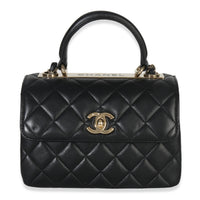 Black Quilted Lambskin Mini Trendy CC Top Handle
