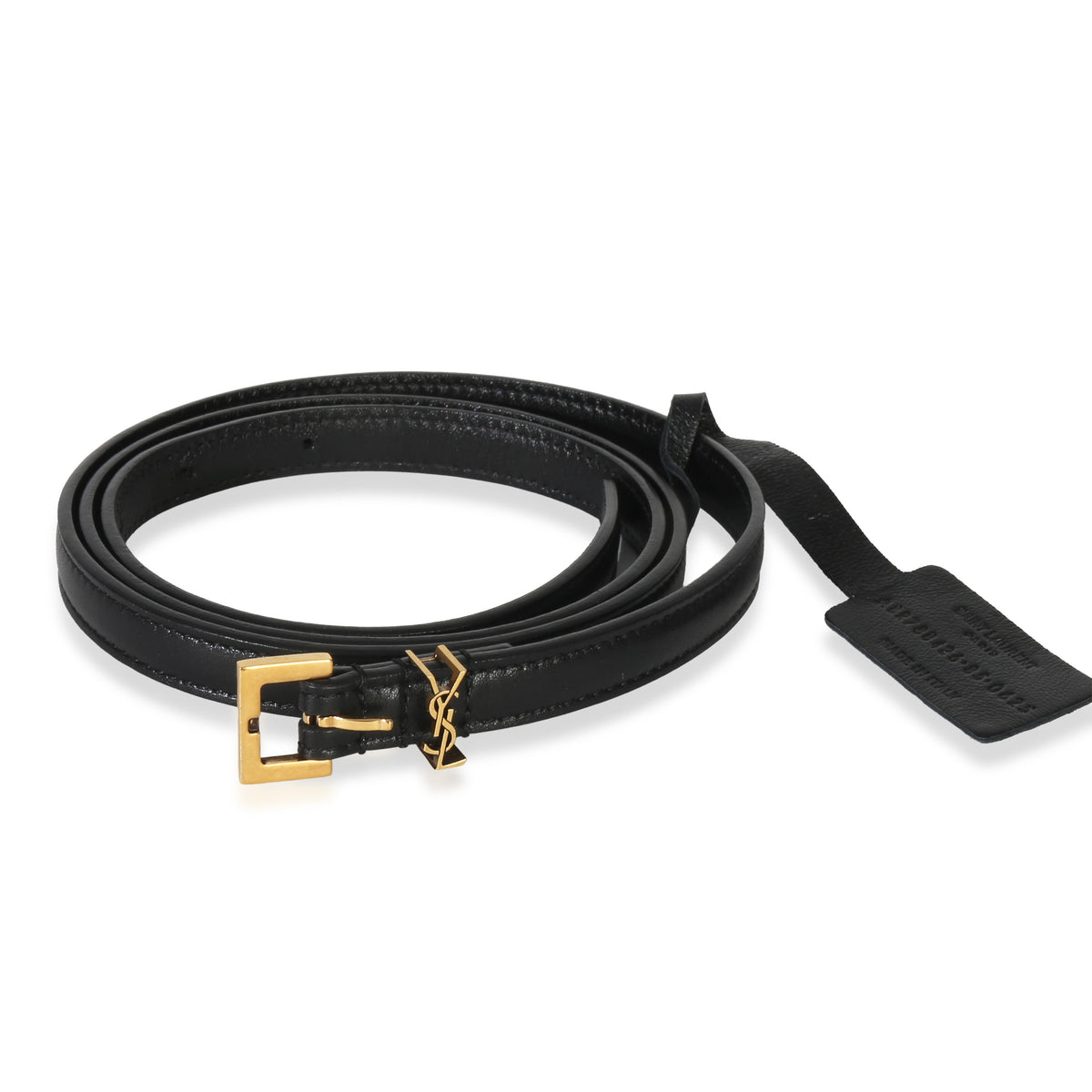 Black Lambskin Monogram Cassandre Square Buckle Belt 85