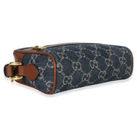 Gucci Brown Dollar Calfskin Navy GG Denim Mini Ophidia Crossbody Handbag ad1