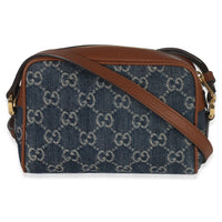 Gucci Brown Dollar Calfskin Navy GG Denim Mini Ophidia Crossbody Handbag box