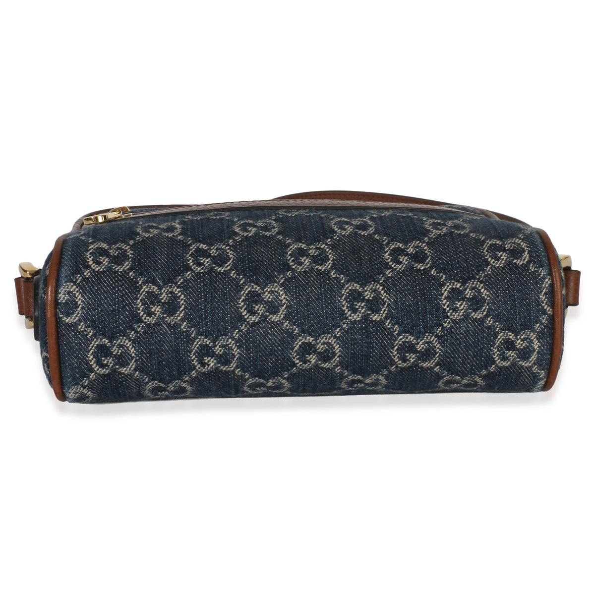 Gucci Brown Dollar Calfskin Navy GG Denim Mini Ophidia Crossbody Handbag clasp