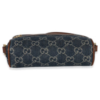 Gucci Brown Dollar Calfskin Navy GG Denim Mini Ophidia Crossbody Handbag clasp