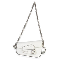 Gucci White Calfskin Mini Asymmetric Horsebit 1955 Shoulder Bag Handbag stamp