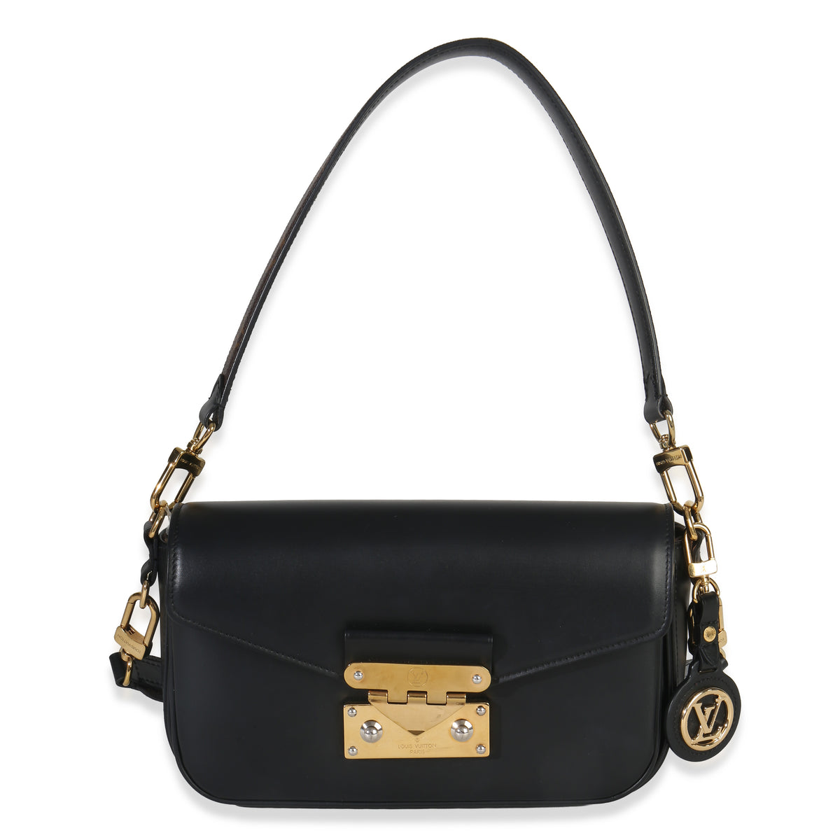 Louis Vuitton Black Calfskin Monogram Swing Bag Handbag fv