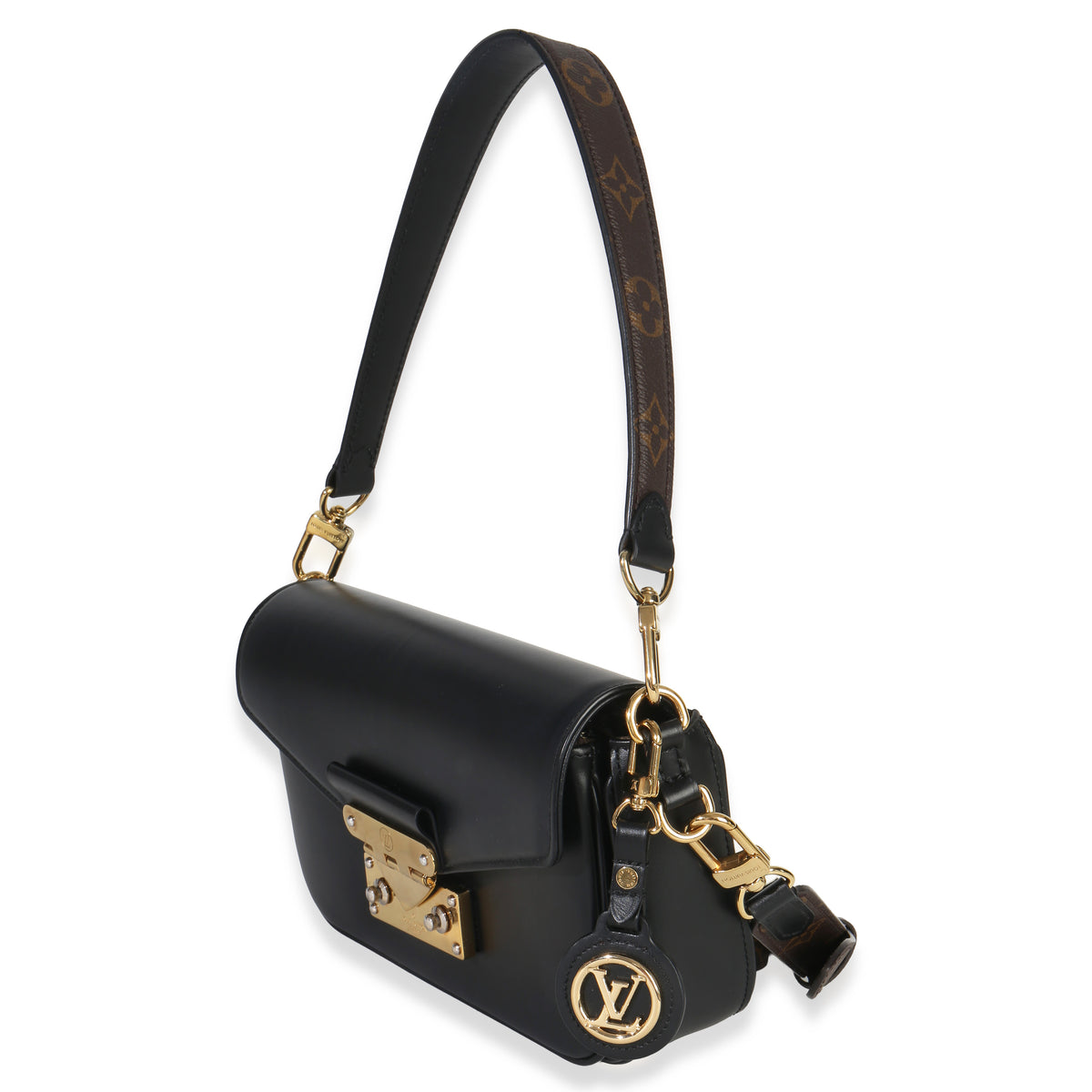 Louis Vuitton Black Calfskin Monogram Swing Bag Handbag pv