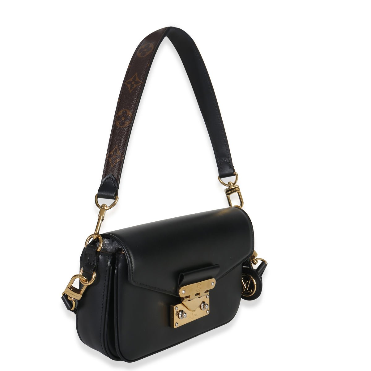 Louis Vuitton Black Calfskin Monogram Swing Bag Handbag sv