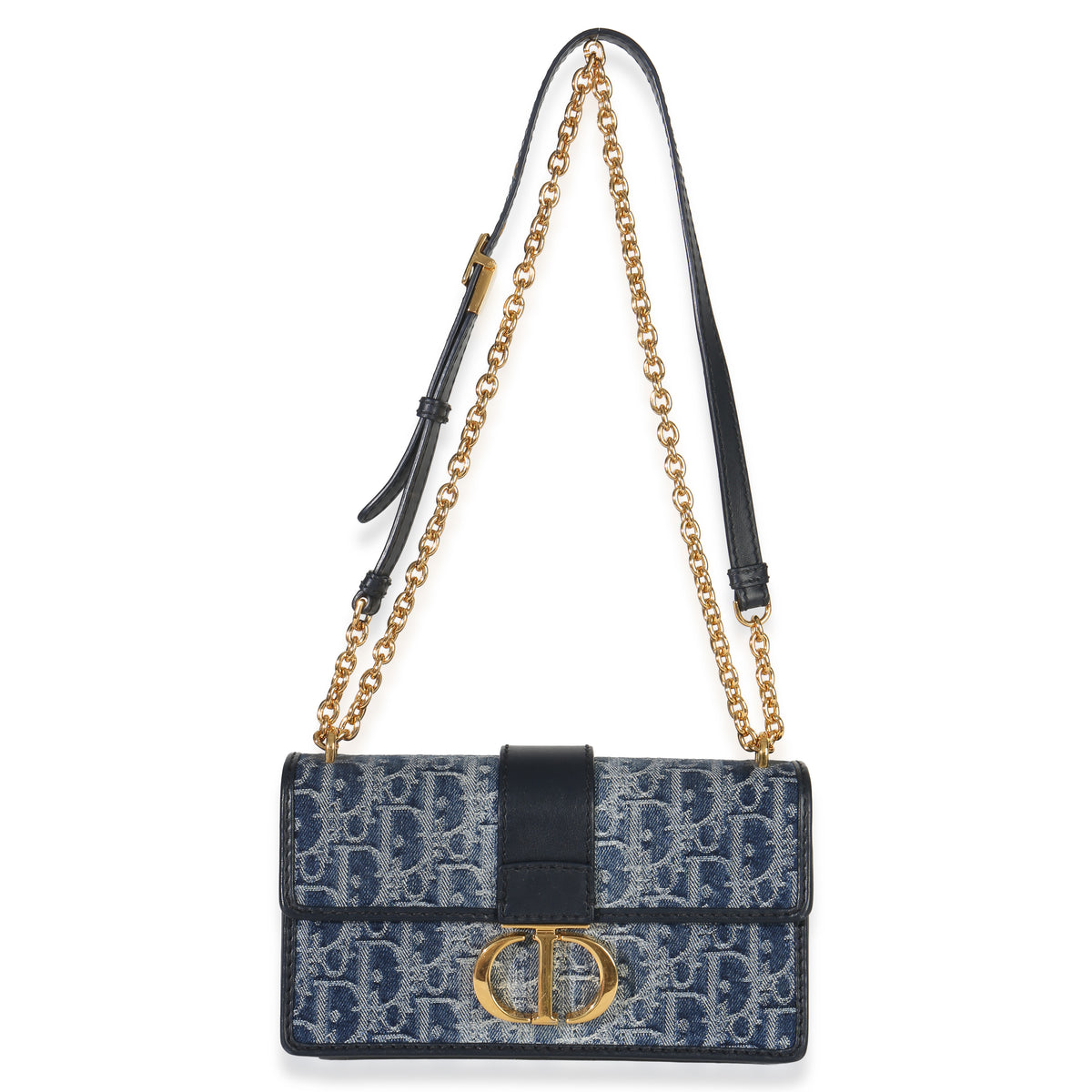 Christian Dior Blue Denim Oblique 30 Montaigne East West Chain Bag Handbag ad1