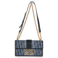 Christian Dior Blue Denim Oblique 30 Montaigne East West Chain Bag Handbag ad1