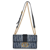 Christian Dior Blue Denim Oblique 30 Montaigne East West Chain Bag Handbag ad1