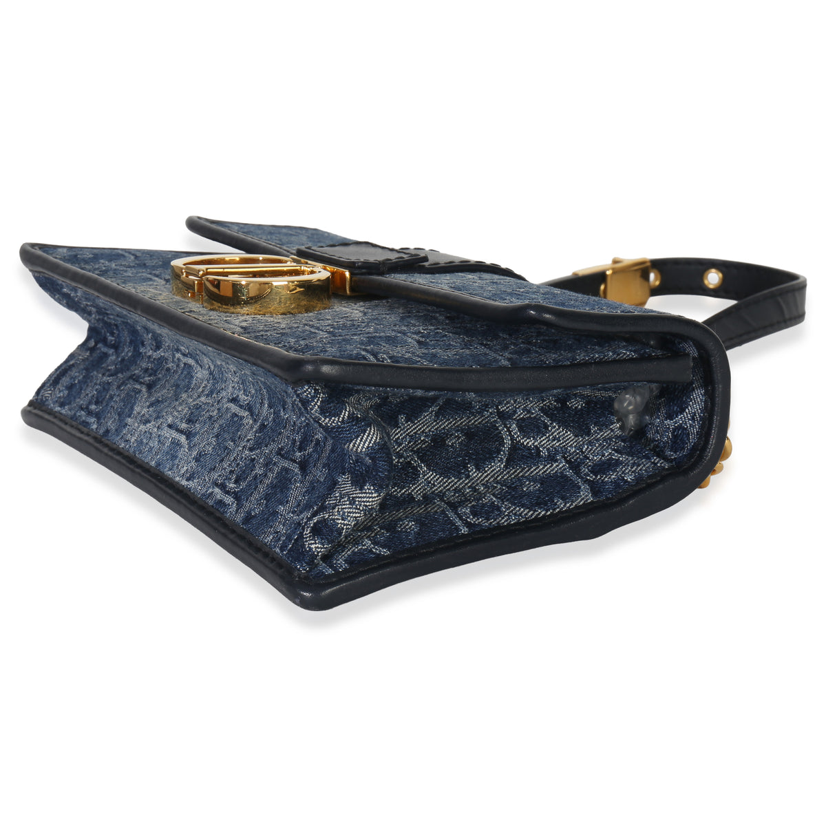 Christian Dior Blue Denim Oblique 30 Montaigne East West Chain Bag Handbag clasp