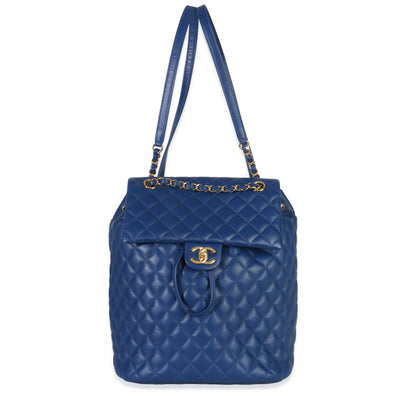 Blue Quilted Lambskin Large Urban Spirit Backpack