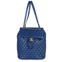 Blue Quilted Lambskin Large Urban Spirit Backpack
