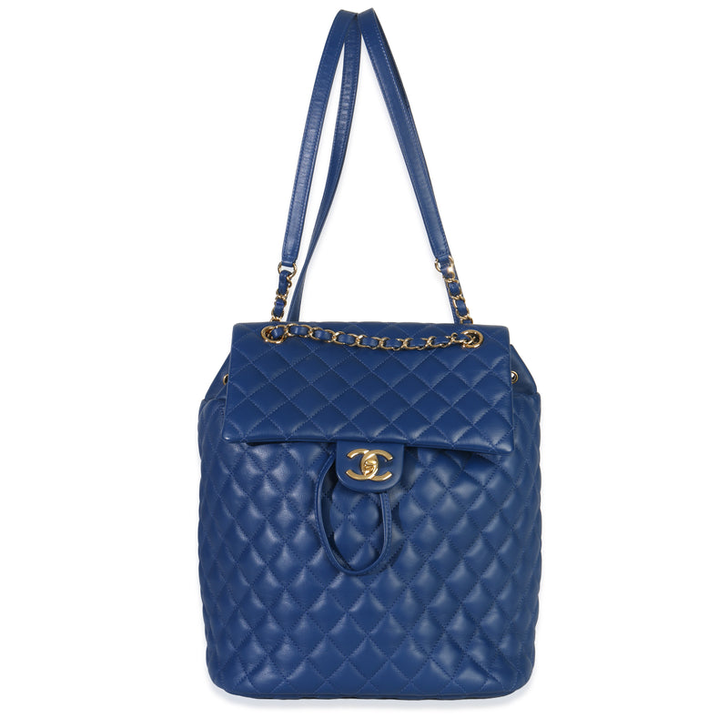 Blue Quilted Lambskin Large Urban Spirit Backpack