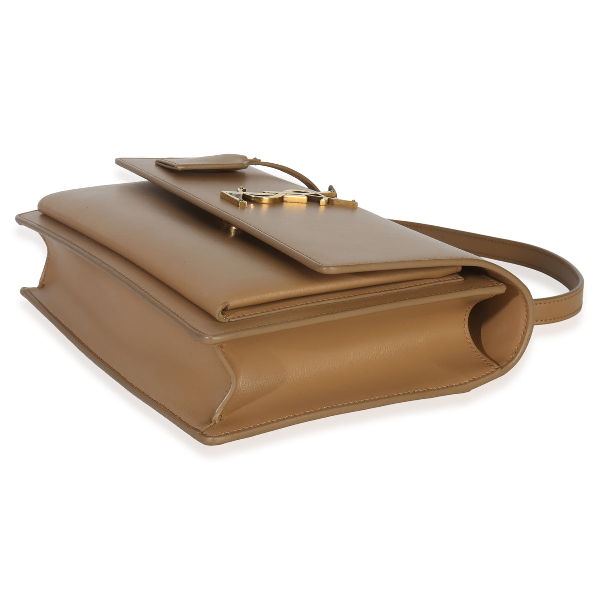 Saint Laurent Natural Tan Smooth Calfskin Medium Monogram Sunset Satchel Handbag box