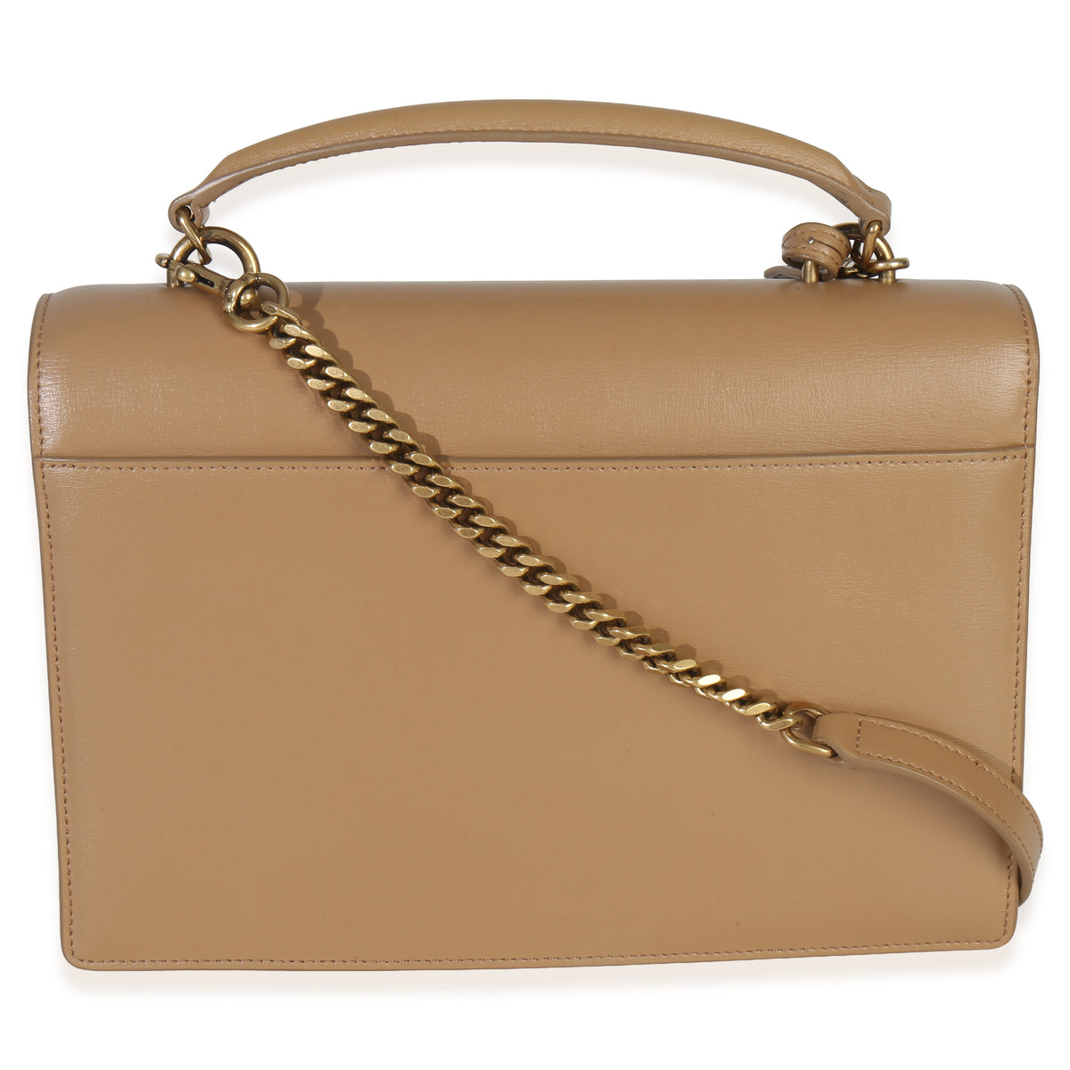 Saint Laurent Natural Tan Smooth Calfskin Medium Monogram Sunset Satchel Handbag bv