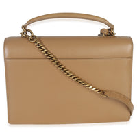 Saint Laurent Natural Tan Smooth Calfskin Medium Monogram Sunset Satchel Handbag bv