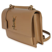 Saint Laurent Natural Tan Smooth Calfskin Medium Monogram Sunset Satchel Handbag pv