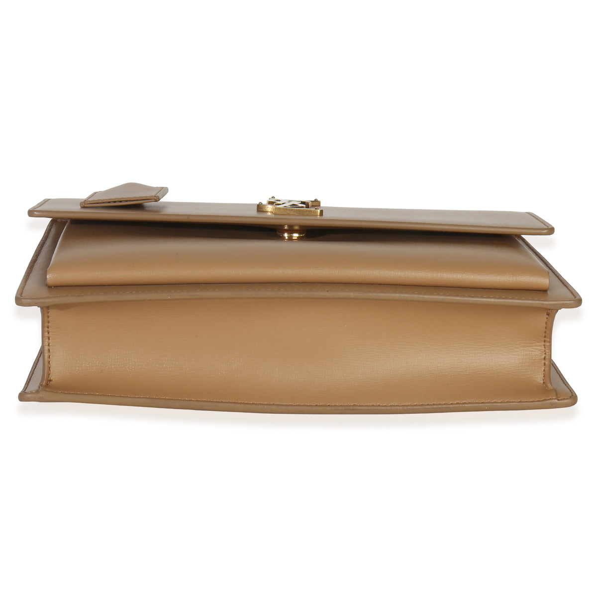 Saint Laurent Natural Tan Smooth Calfskin Medium Monogram Sunset Satchel Handbag stamp