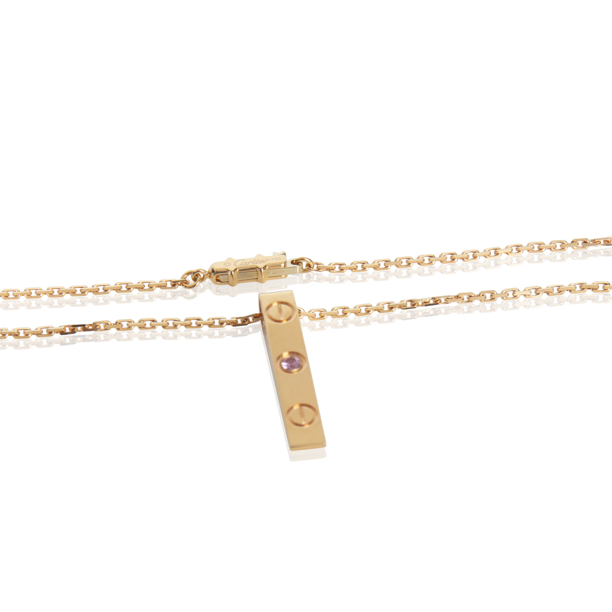 Rose Gold Sapphire Love Bar Pendant