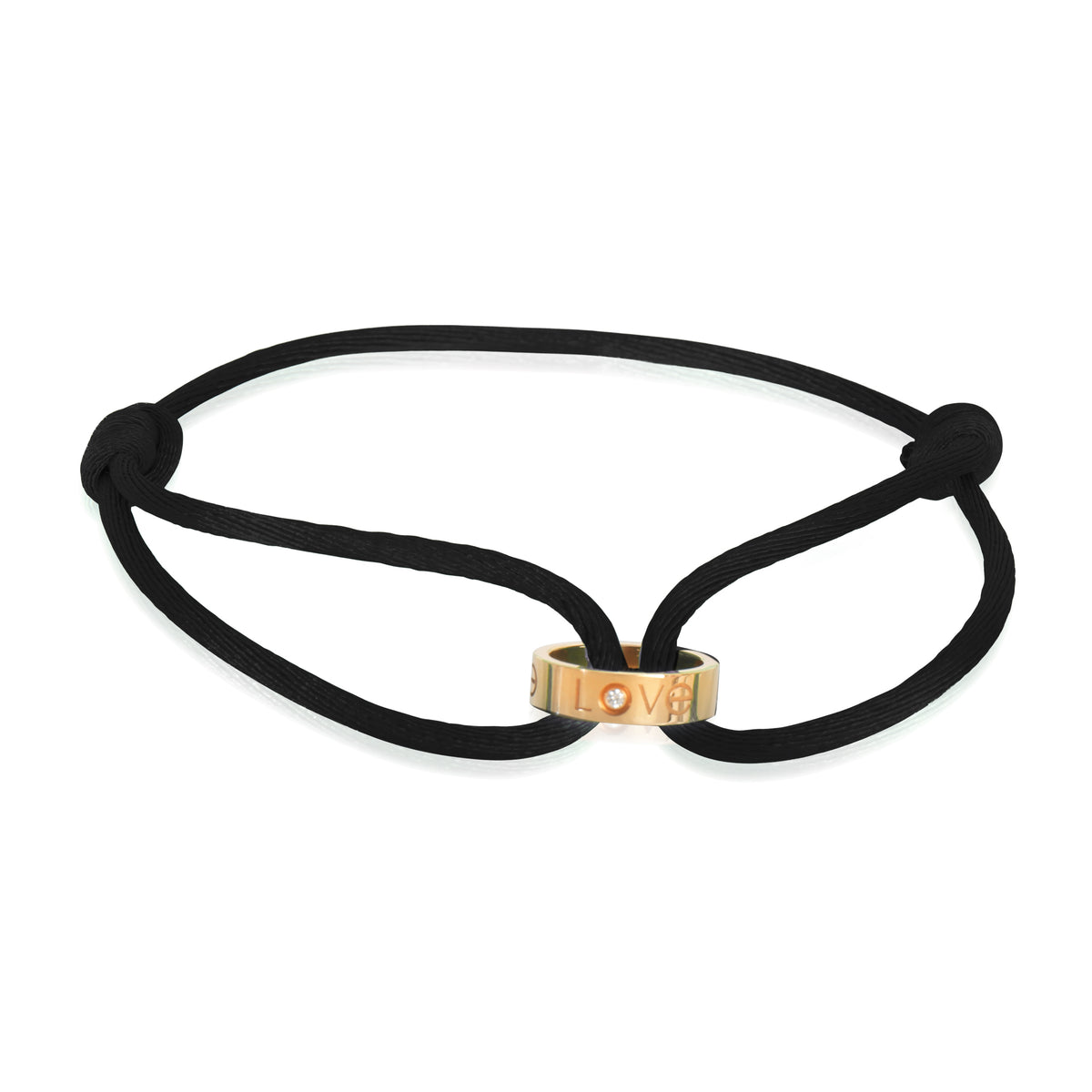 Cartier Rose Gold Diamond Love On Cord Bracelet fv