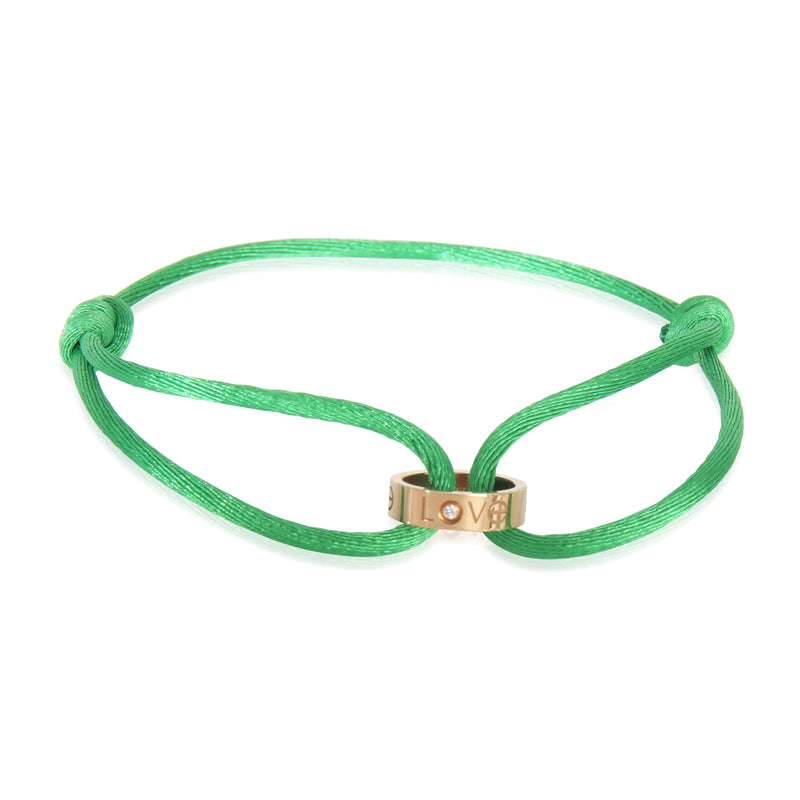 Rose Gold Diamond Love On Cord Bracelet