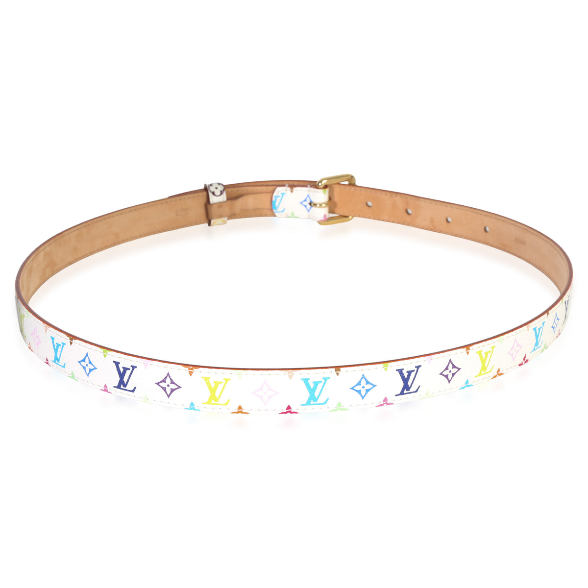 Louis Vuitton White Multicolore Monogram 30mm Belt 80/32 bv