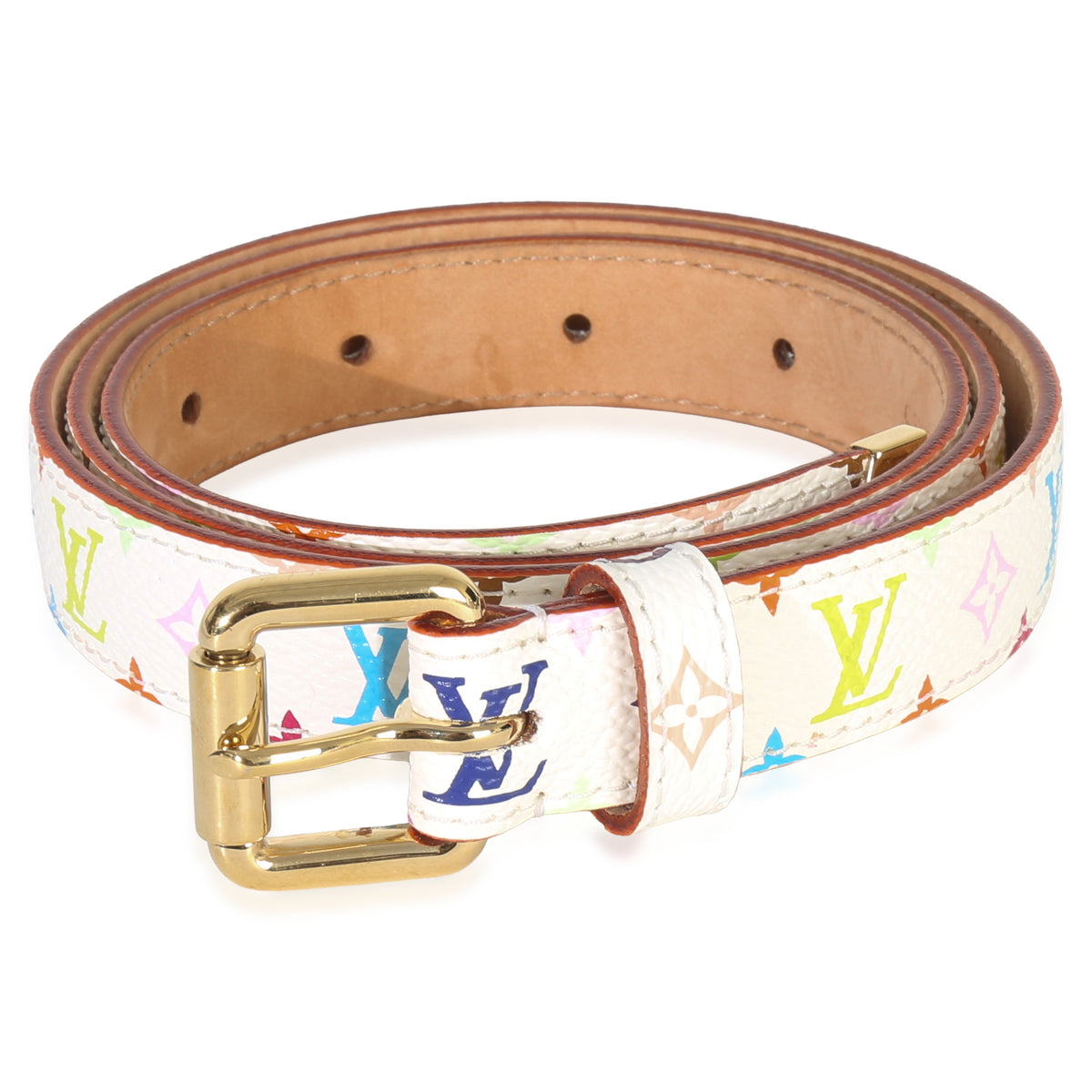 Louis Vuitton White Multicolore Monogram 30mm Belt 80/32 fv