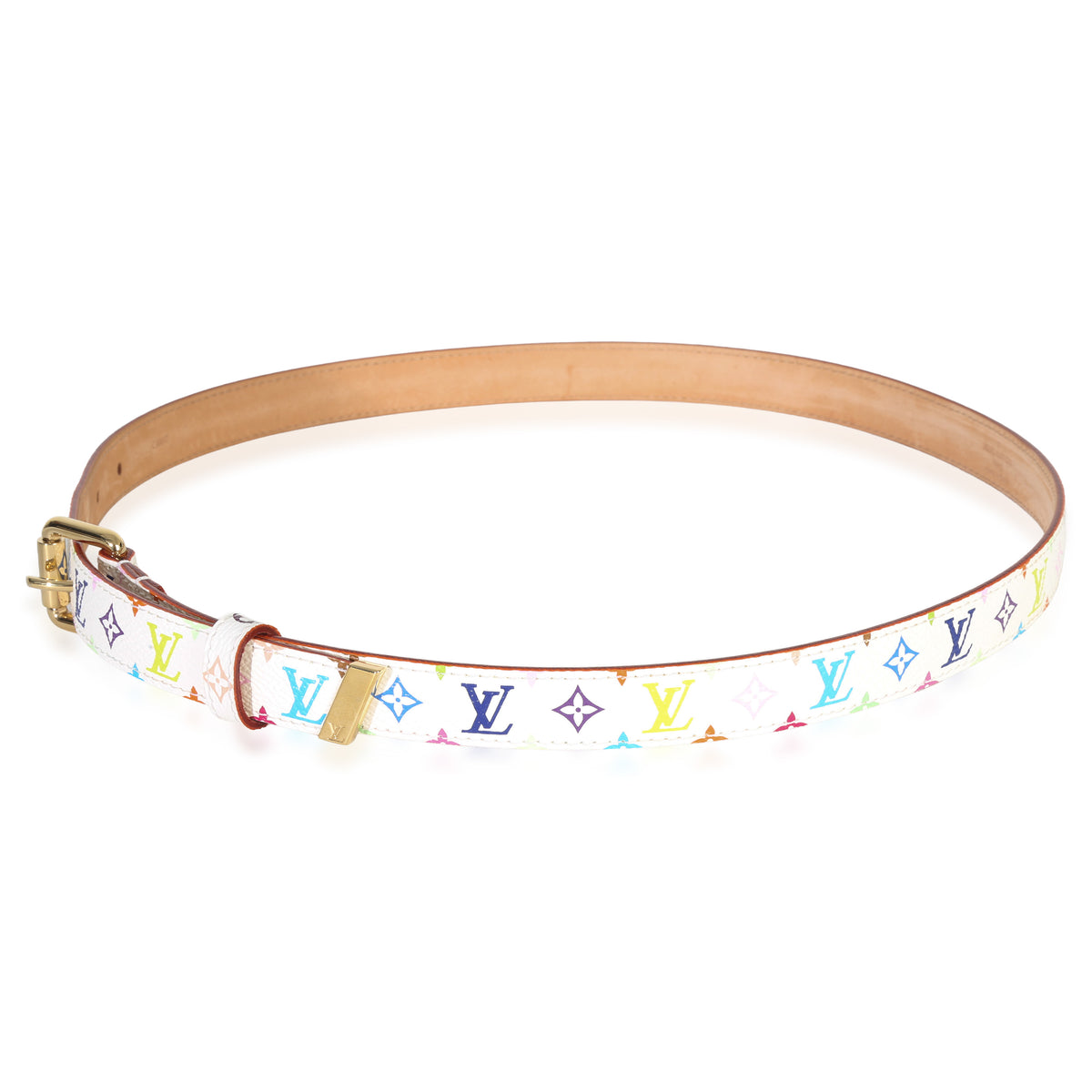 Louis Vuitton White Multicolore Monogram 30mm Belt 80/32 pv