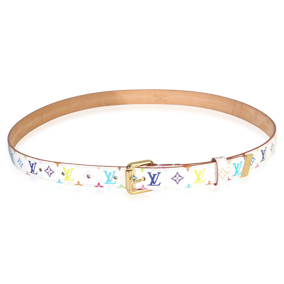 Louis Vuitton White Multicolore Monogram 30mm Belt 80/32 sv