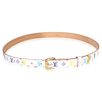 Louis Vuitton White Multicolore Monogram 30mm Belt 80/32 sv