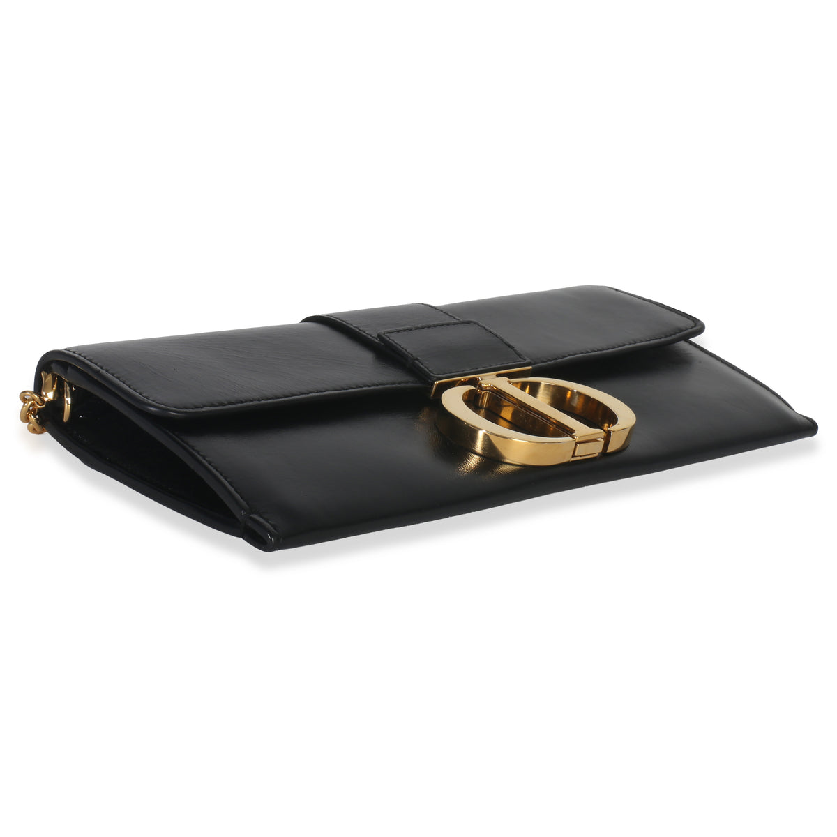 Christian Dior Black Calfskin Montaigne 30 Clutch Handbag clasp