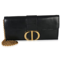 Christian Dior Black Calfskin Montaigne 30 Clutch Handbag fv