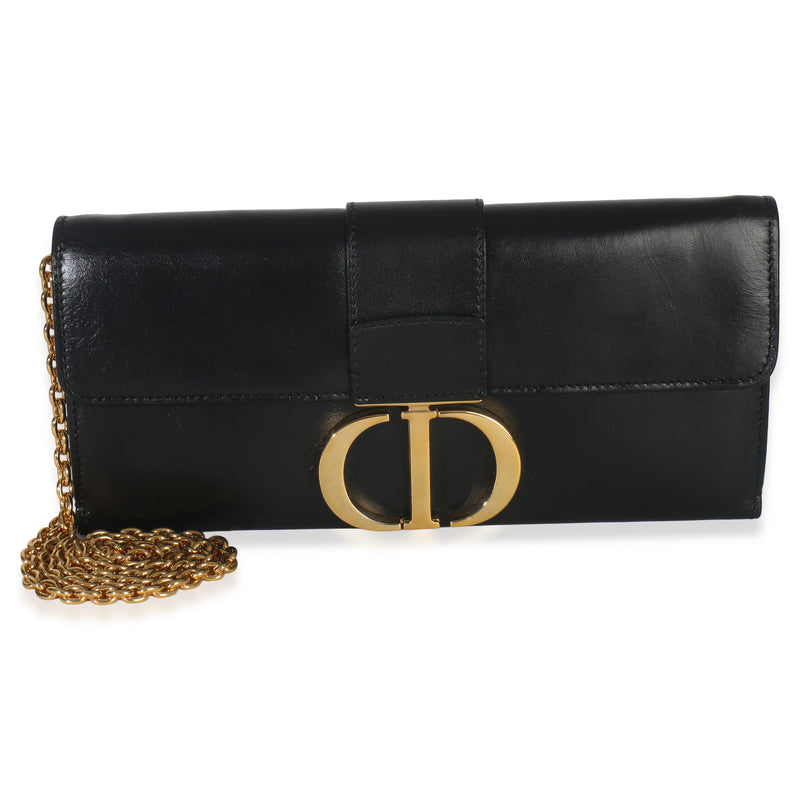 Christian Dior Black Calfskin Montaigne 30 Clutch Handbag fv