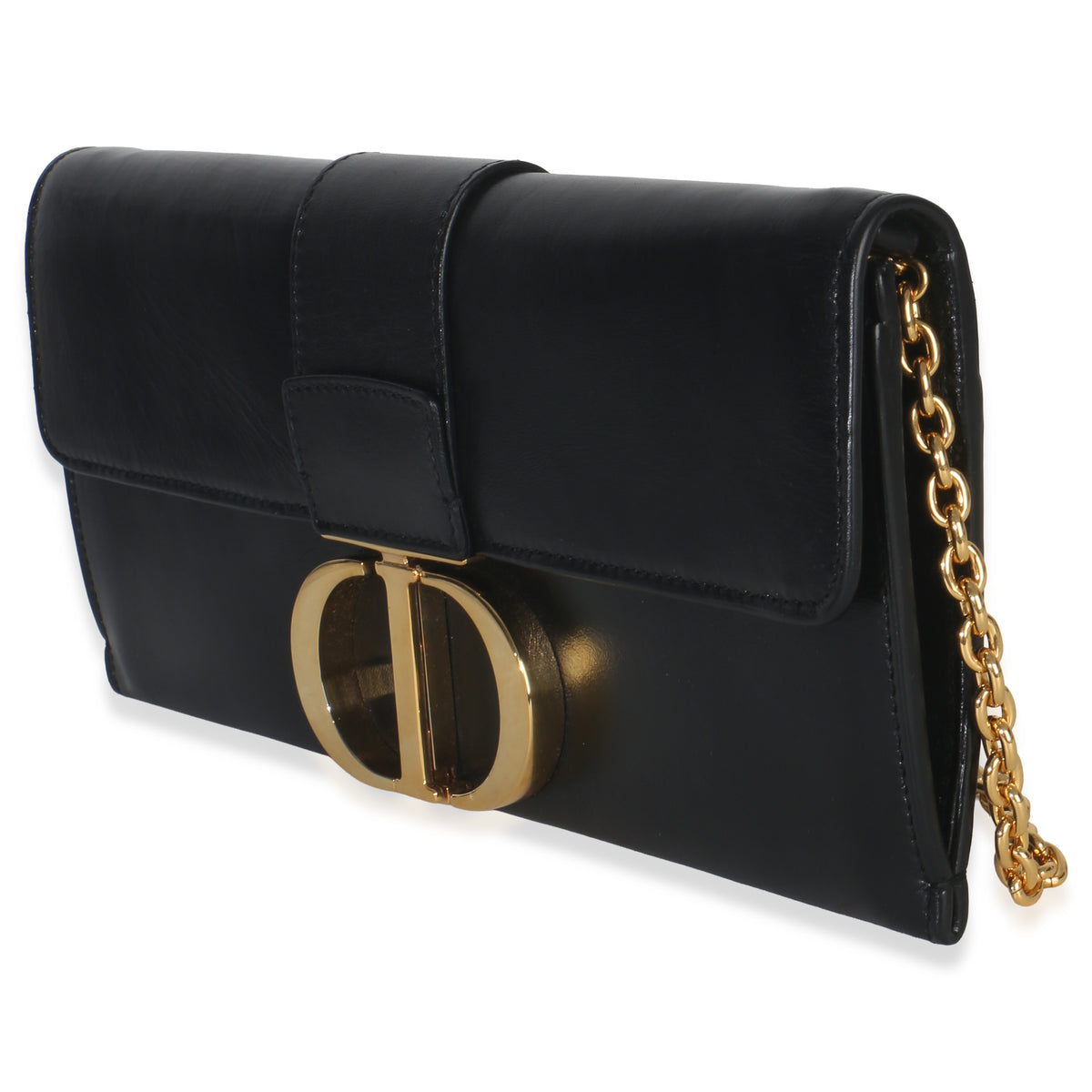 Christian Dior Black Calfskin Montaigne 30 Clutch Handbag sv