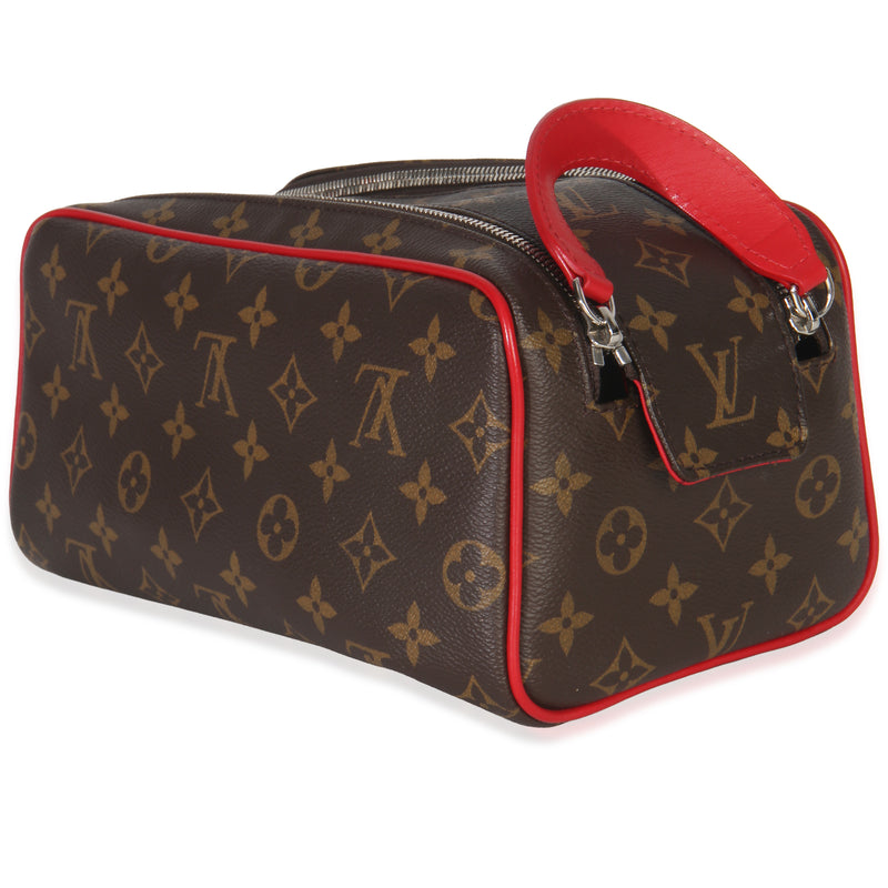 Louis Vuitton Sari Red Monogram Canvas Dopp Kit Toiletry Pouch Handbag id