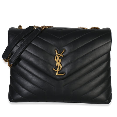 Black Matelassé Calfskin Large Loulou Bag